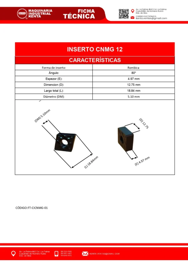 CAJA DE INSERTOS CNMG120404-NR-FT