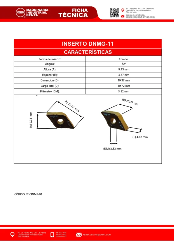 CAJA DE INSERTOS DNMG-1104 CAJA ROJA-FT