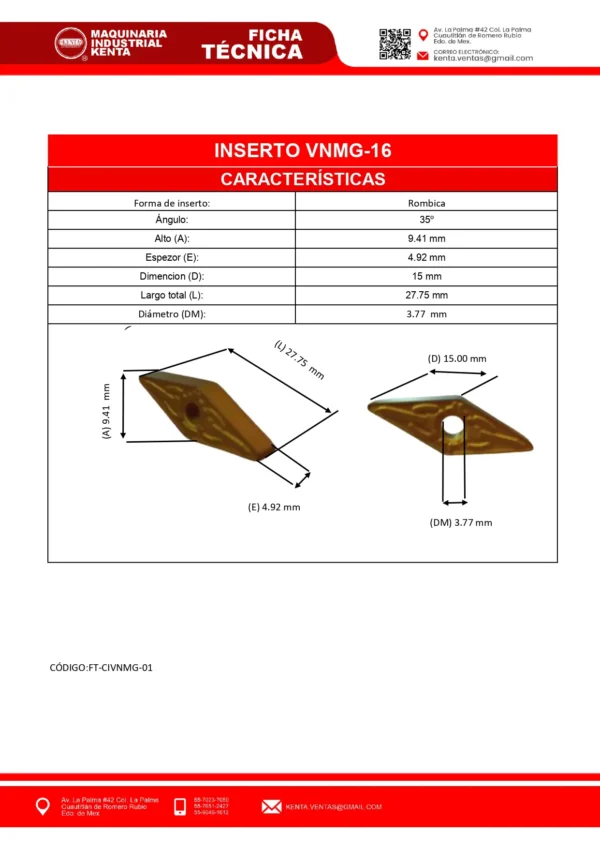 CAJA DE INSERTOS VNMG1604-08N-GE CAJA AZUL-FT