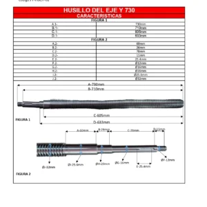 (HUSILLO) TORNILLO DE MESA DE TRABAJO, EJE Y, 730 mm DE LARGO (SOLO SOBRE PEDIDO)-FT