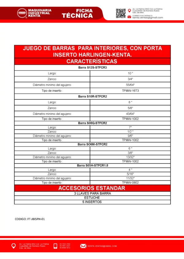 JUEGO DE BARRAS PARA INTERIORES CON PORTAINSERTO 5 PIEZAS HARLINGEN-KENTA-FT