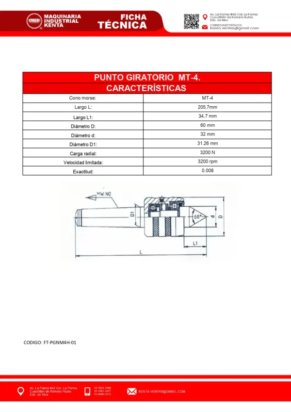 PUNTO GIRATORIO NORMAL (SENCILLO) MT-4 HARLINGEN-KENTA-FT